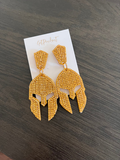 Spartan Helmet Bling Earrings