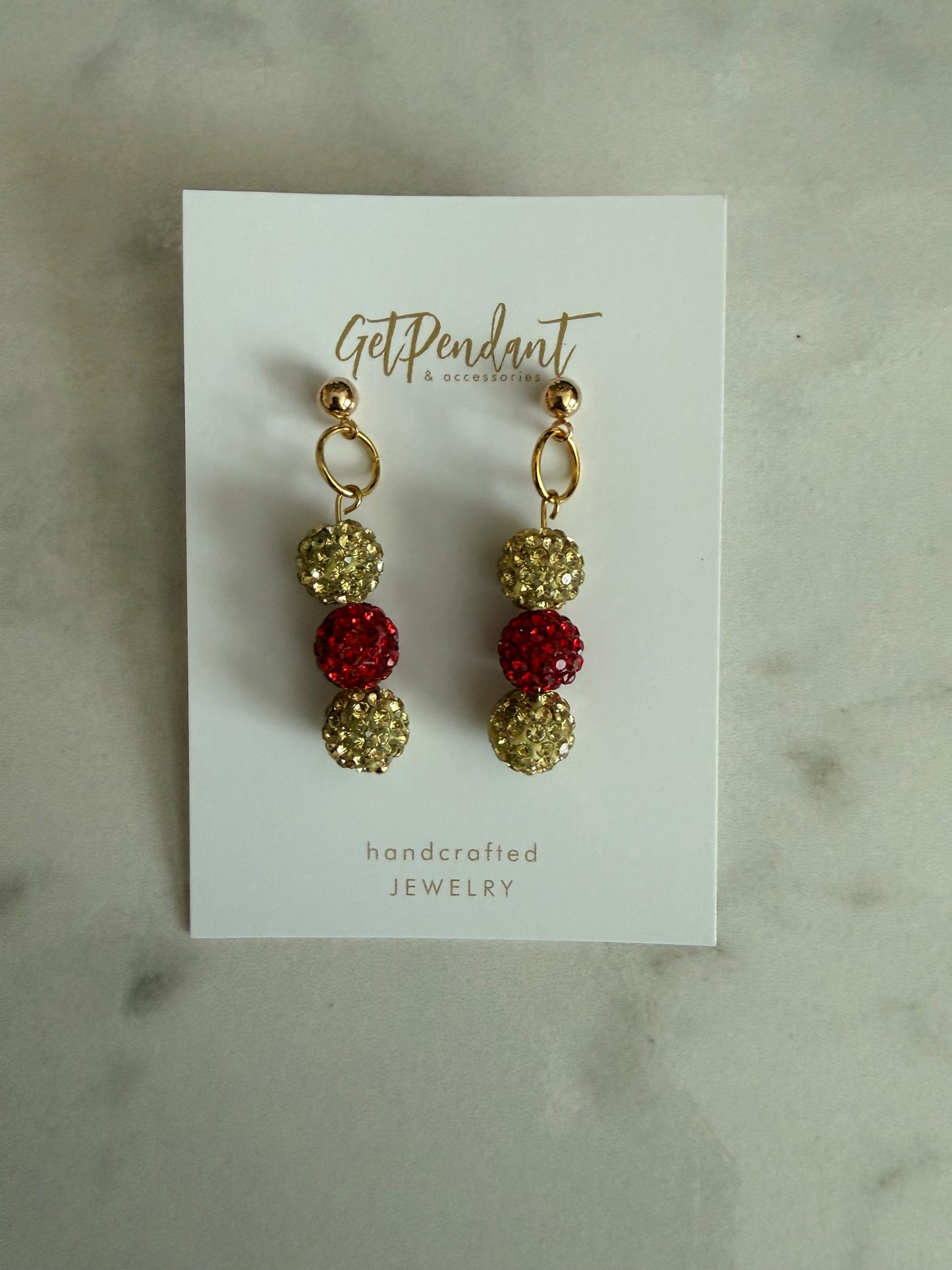 Red & Gold - Rhinestone Earrings