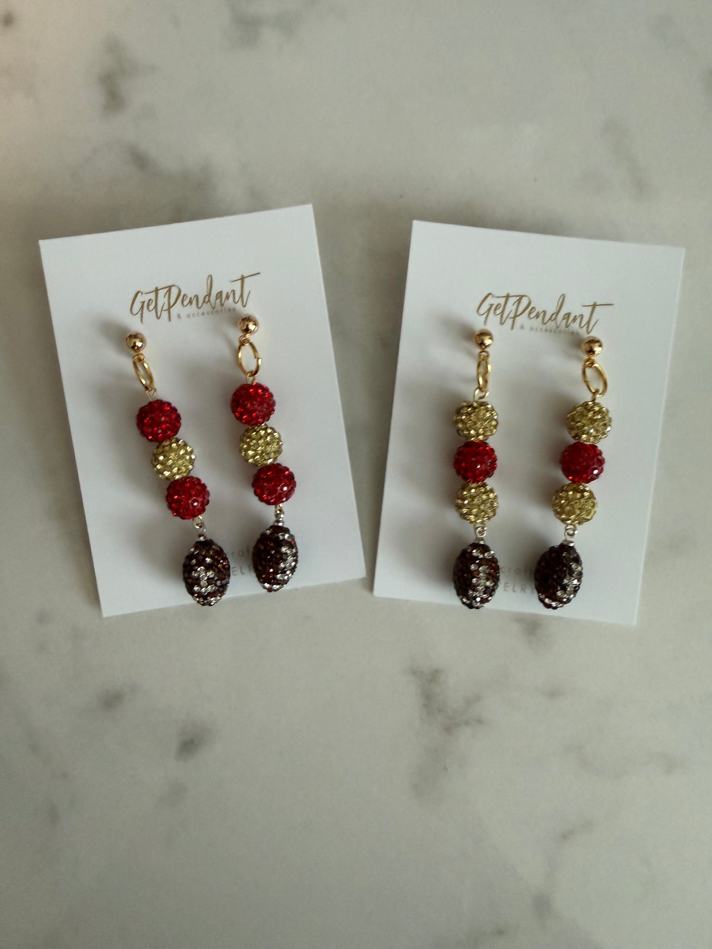 Red & Gold - Rhinestone Earrings