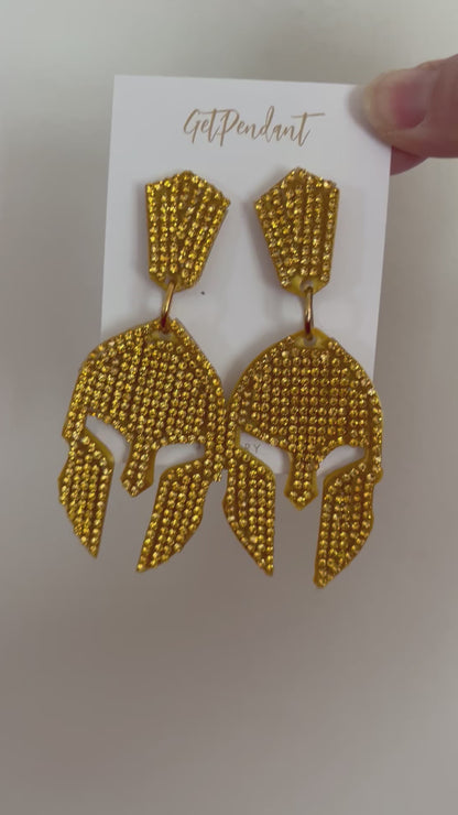 Spartan Helmet Bling Earrings